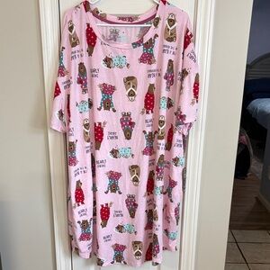 Secret Treasures Pink Bear Print Pajama Dress